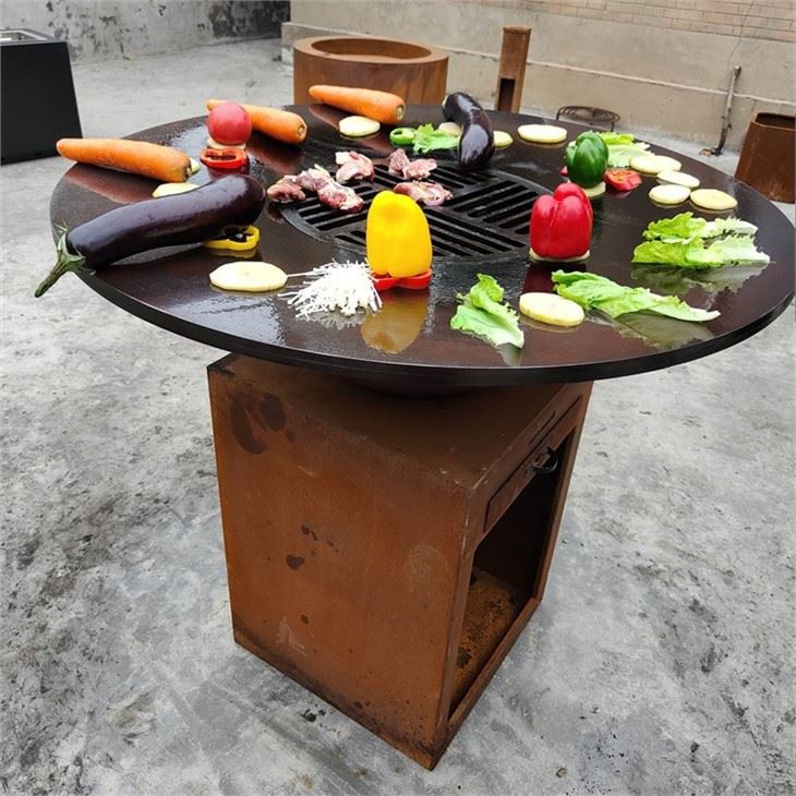 Corten Steel Fireplace Grill Smoker BBQ Grill