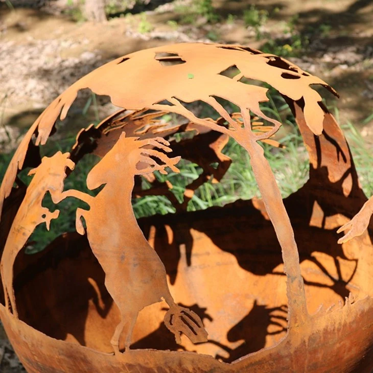 Corten Steel Sphere Fireball