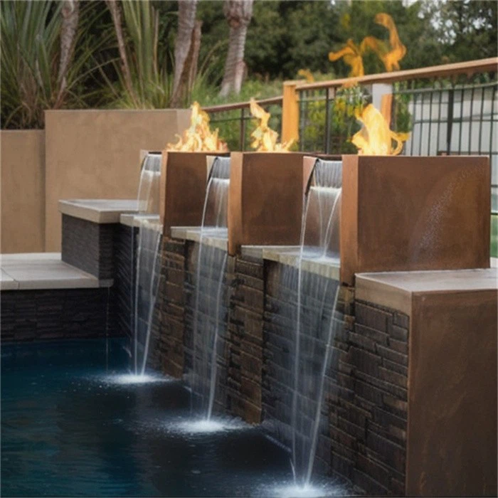 pool fire bowls with water feature