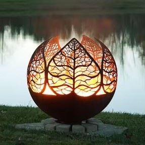 Rusty Spherical Fire Pit Of Corten