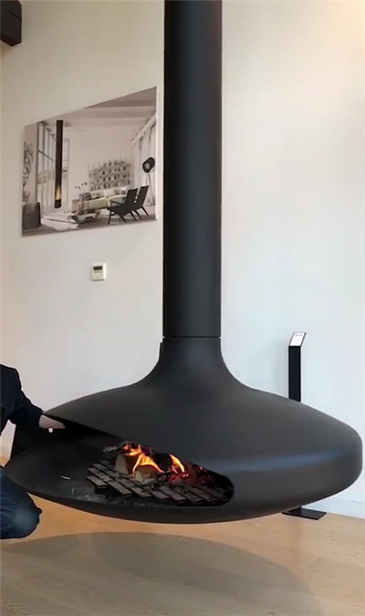 Zamonaviy Villa uyingizda shipli yog'och kamin
