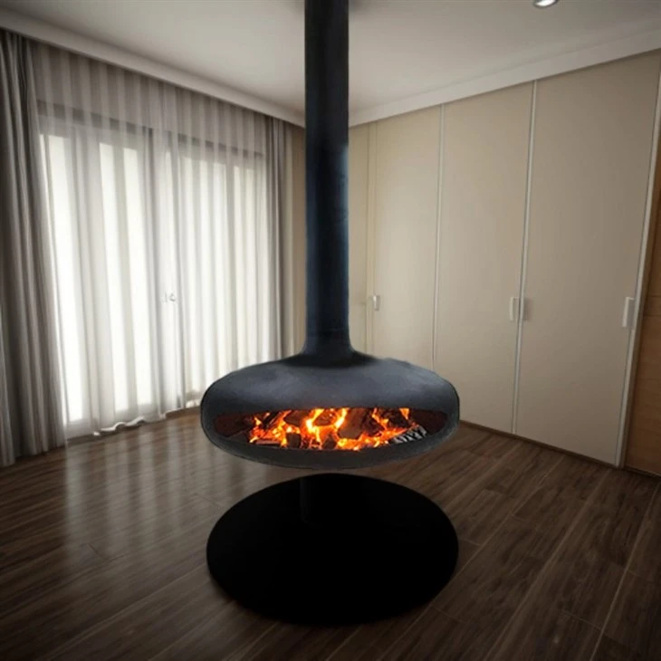 Wood Burning Suspended Fireplace 360 Degree Rotating Fireplace factory